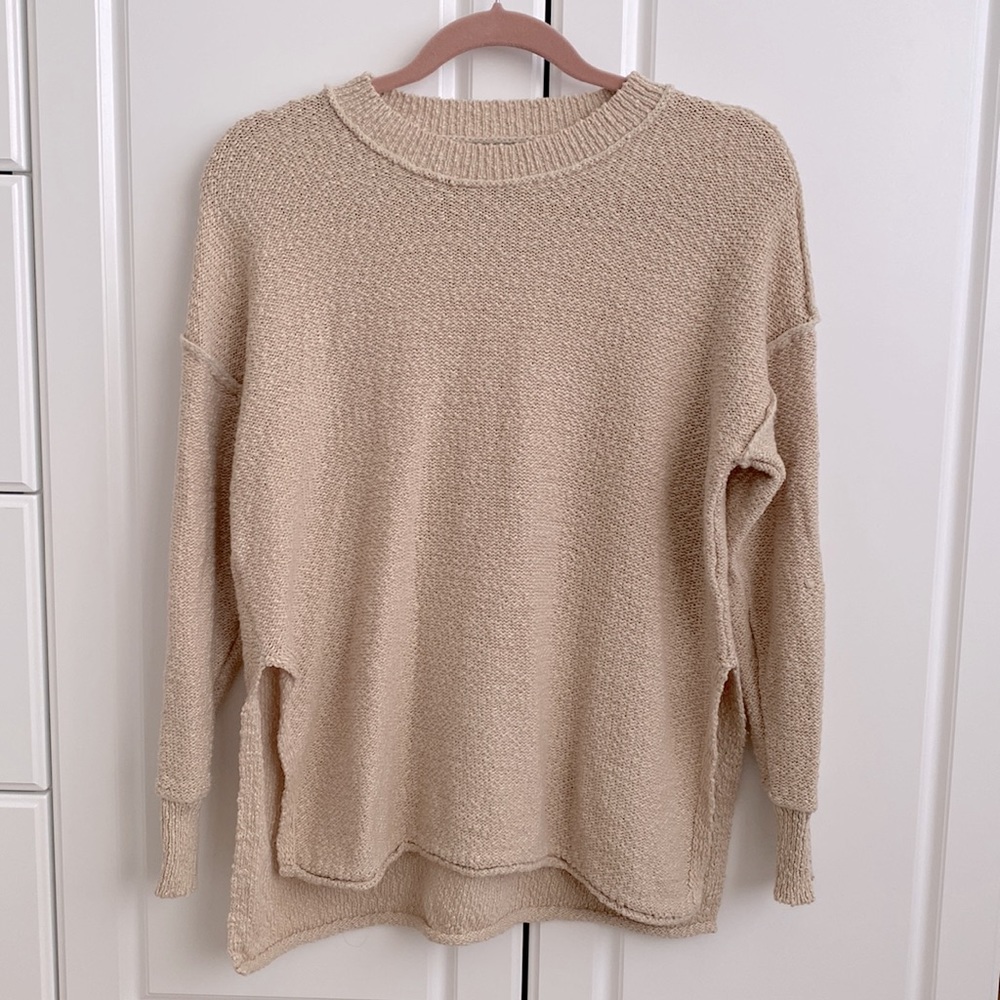 Aerie Cream Crew Neck Sweater